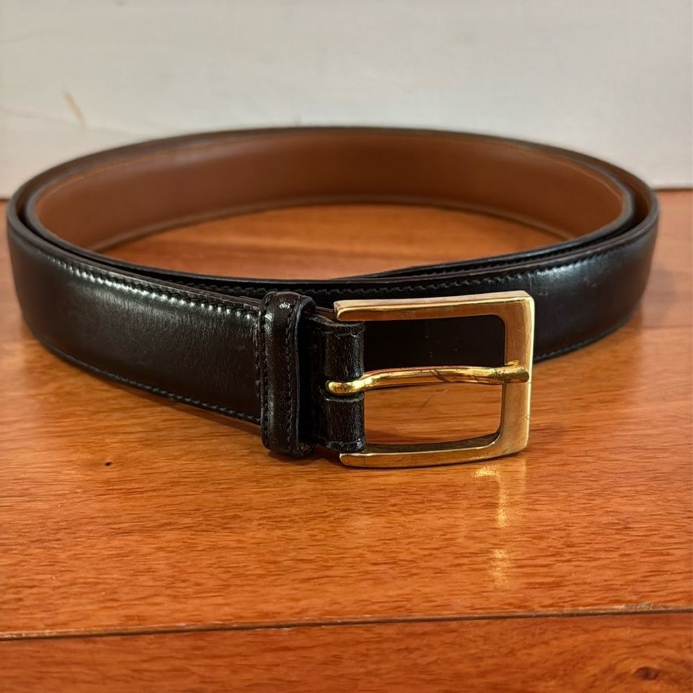 TRAFALGAR Hand Polished Cortina Leather Dress Belt Men's 42 104‎ Black